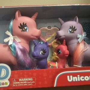 Magical Unicorn Family Set with Pink and Purple Unicorns